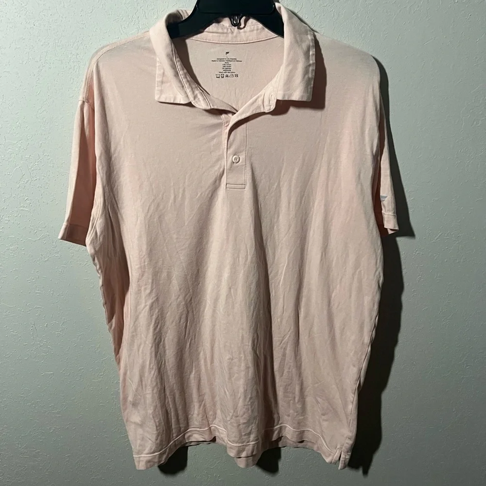Men’s Pink Fabletics Short Sleeve Polo Lightweight Shirt Size L - Breathable
